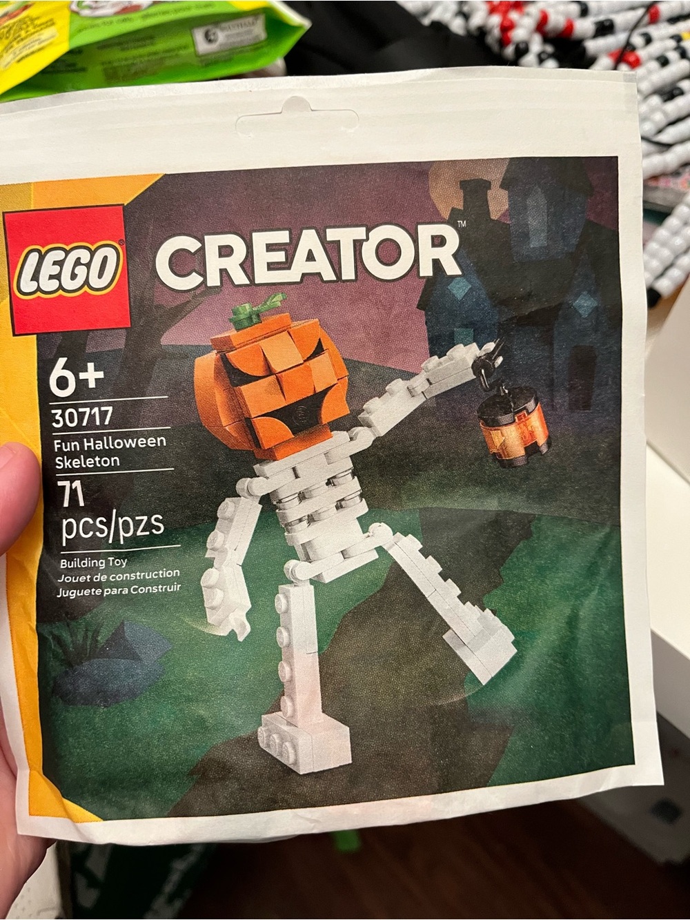 LEGO Creator White Skeleton with Orange Pumpkin Head and Black Lantern